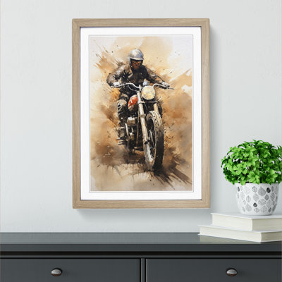 Motorbike Gestural - Single Picture Frame Print on Wood