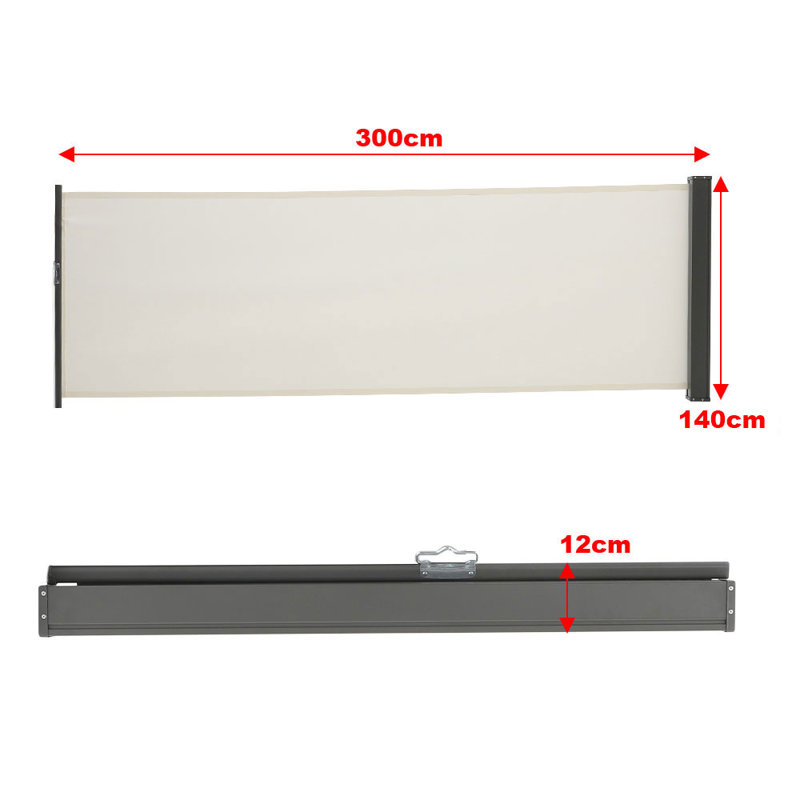 Dakota Fields 300cm W x 12cm D Fabric Cover Motorised Retractable Side Awning, Beige
