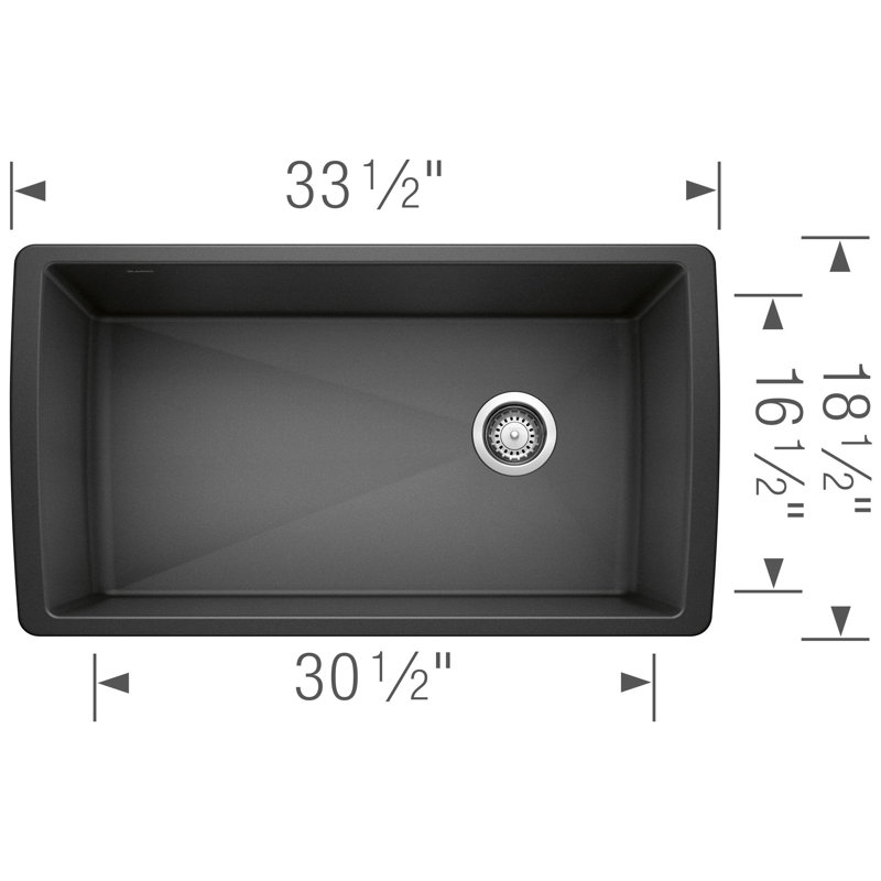Diamond SILGRANIT 33.5" L x 18.5" W Super Single Undermount Kitchen Sink, Anthracite