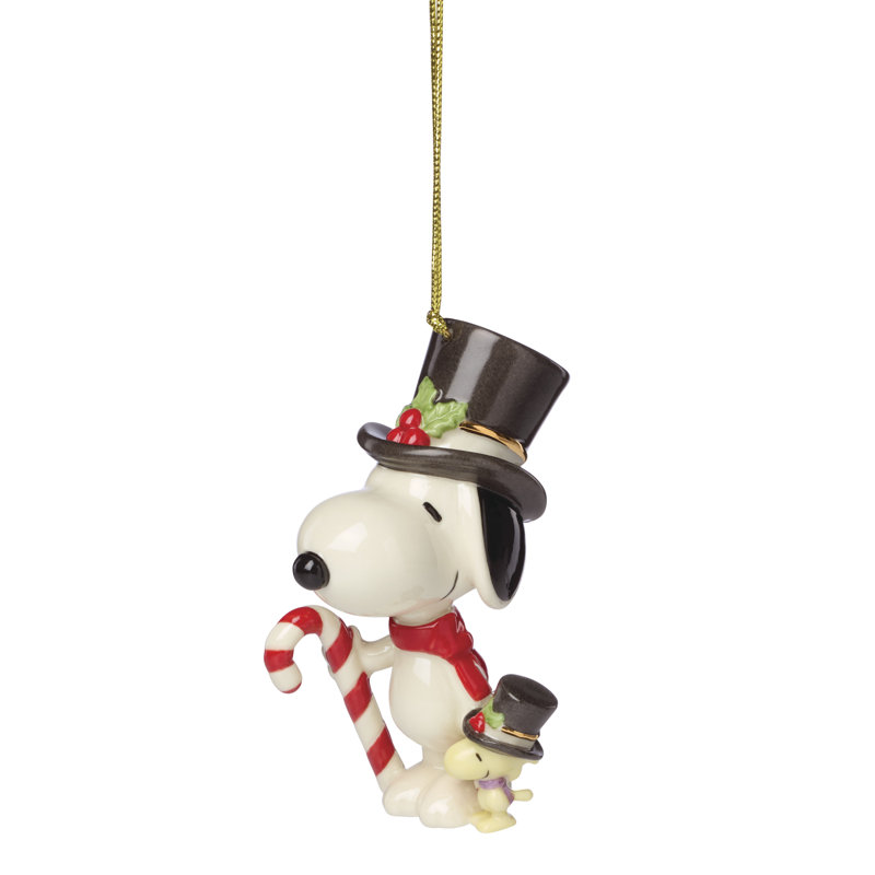 Ornement Snoopy & Woodstock avec canne en bonbon