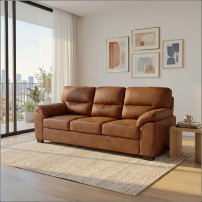 Modern Foil Fabric Sofa with Padded Armrests and Black Triangular Legs, 3-Seater Upholstered Sofa for the Living Room