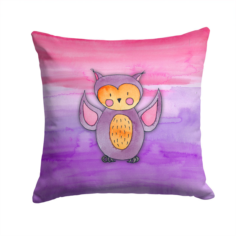 Coussin décoratif intérieur/extérieur aquarelle hibou, 14 po x 14 po