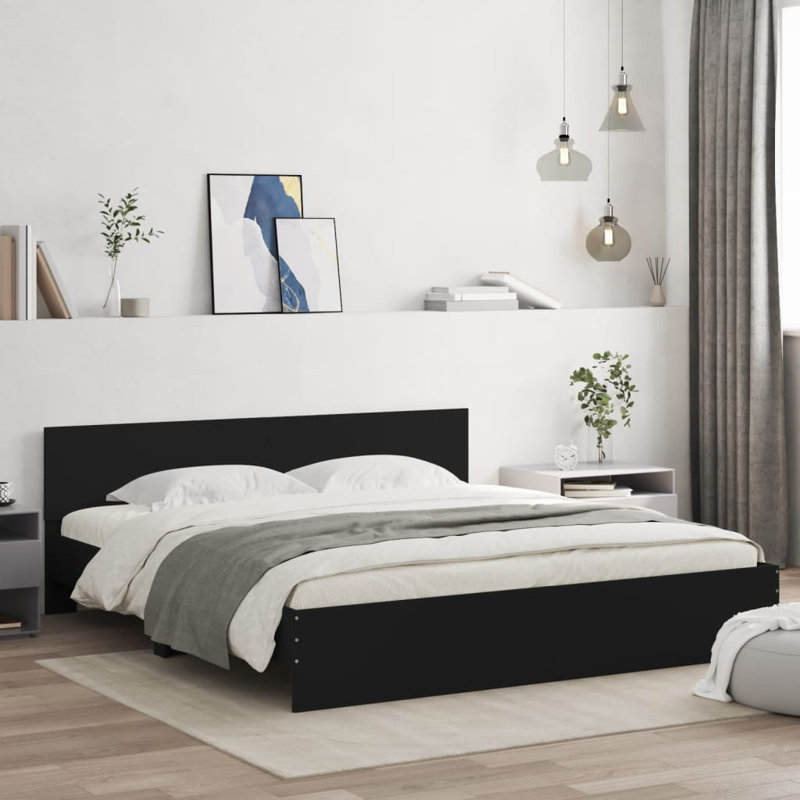 Nobue Bed, Black, King ( 160 x 200 cm)