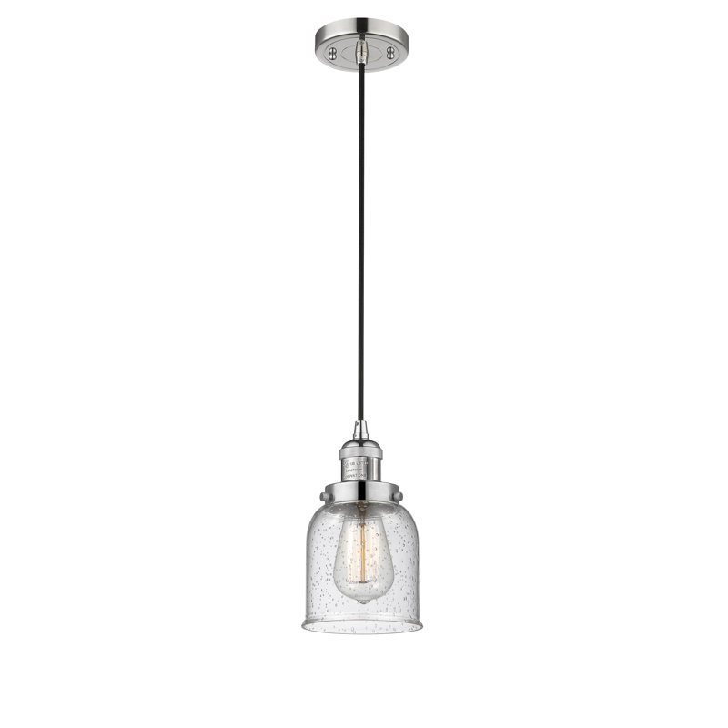 1 - Light Single Pendant, 8.88" H x 5" W x 5" D, Polished Nickel