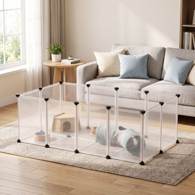 Pet Playpen, Pet Fence Indoor, Modular Animal Pen With Floor, For Hamsters, Rabbits, Hedgehogs, Ferrets