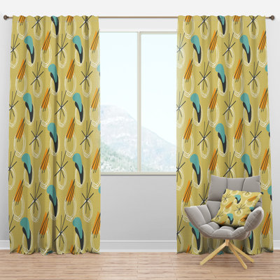 Panneau de rideau simple semi-diaphane avec passe-tringle Mid-Century Design II