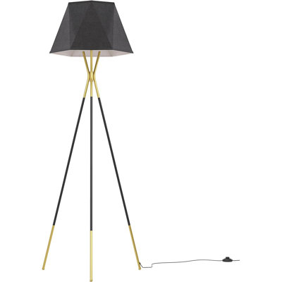 Inlight 65" Modern 1-Light Black and Gold Tripod Floor Lamp Bulb Not Included, IN-0808-1-BK
