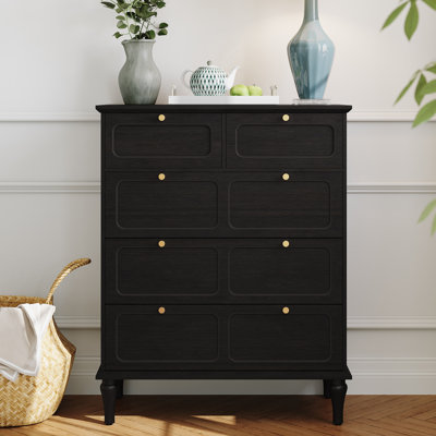 40.4"Mid-century 5-Drawer Tall Chest, Metallic Handles with Anti-Tilt Design