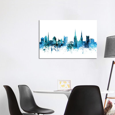 Coventry, England Skyline by Michael Tompsett - 1 Piece Wrapped Canvas Wall Art