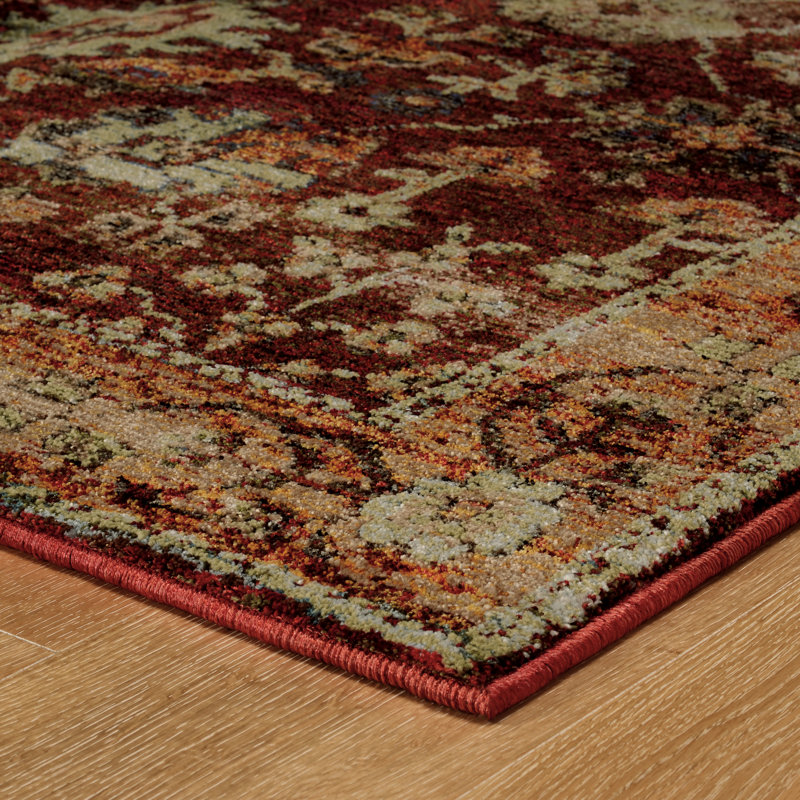 Tapis rouge / orange Tuma, Rectangle 5 pi 3 po x 7 pi 3 po