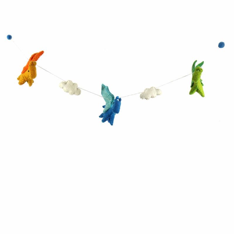 Guirlande dragon feutre Chelan, Bleu / Vert / Rouge