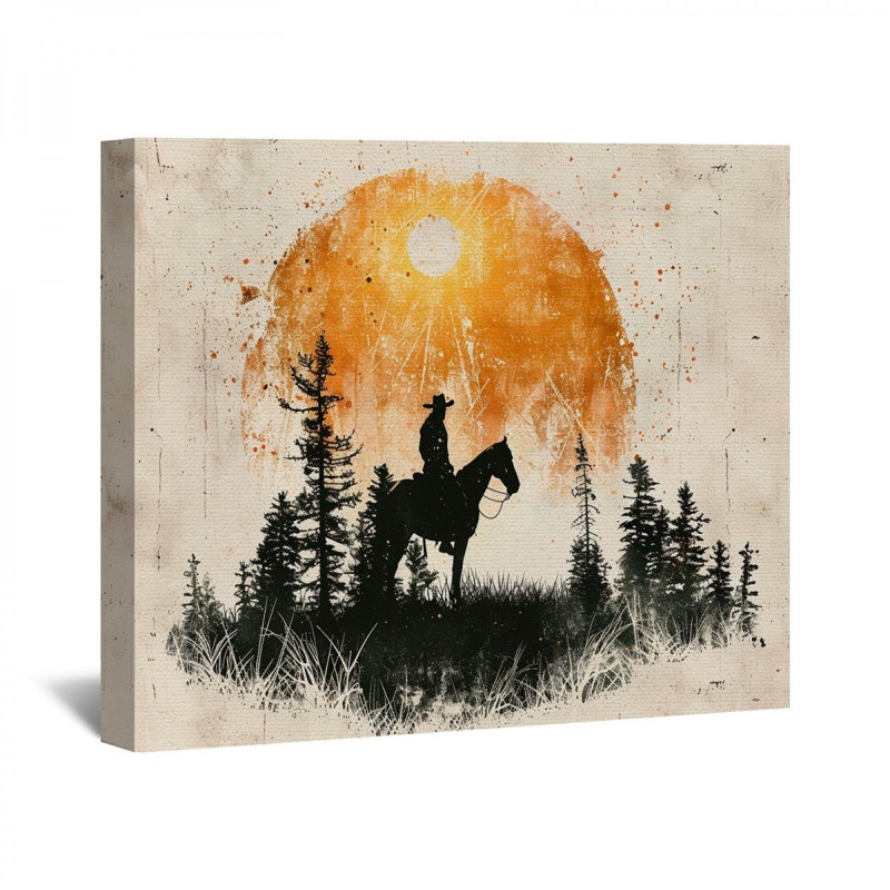 Cowboy sur toile, H 11 po x l 14 po x P 3 po