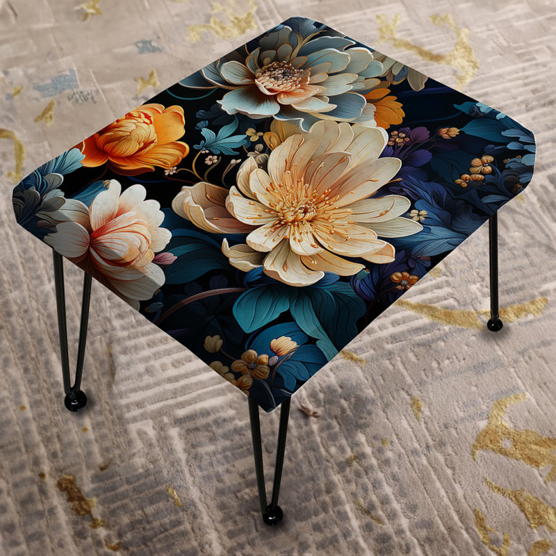 Beige orné de fleurs Legacy Delight - Repose-pieds rectangulaire floral