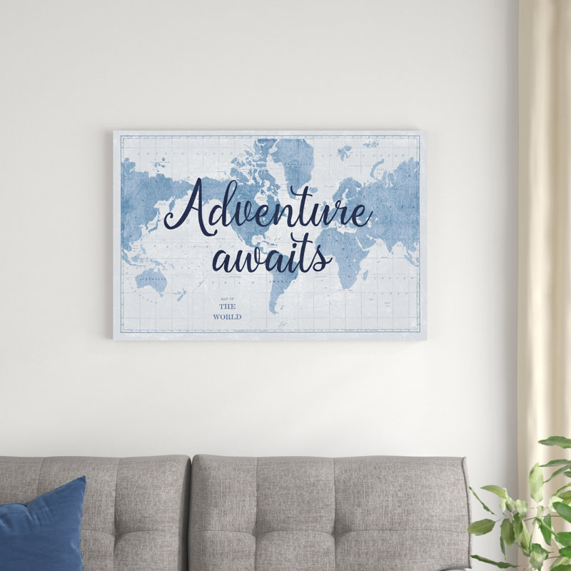 Carte du monde, aventure blanche et bleue, H 24 po x l 36 po