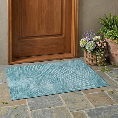 Tapis extérieur lavable antidérapant 3 pi x 5 pi bleu sarcelle
