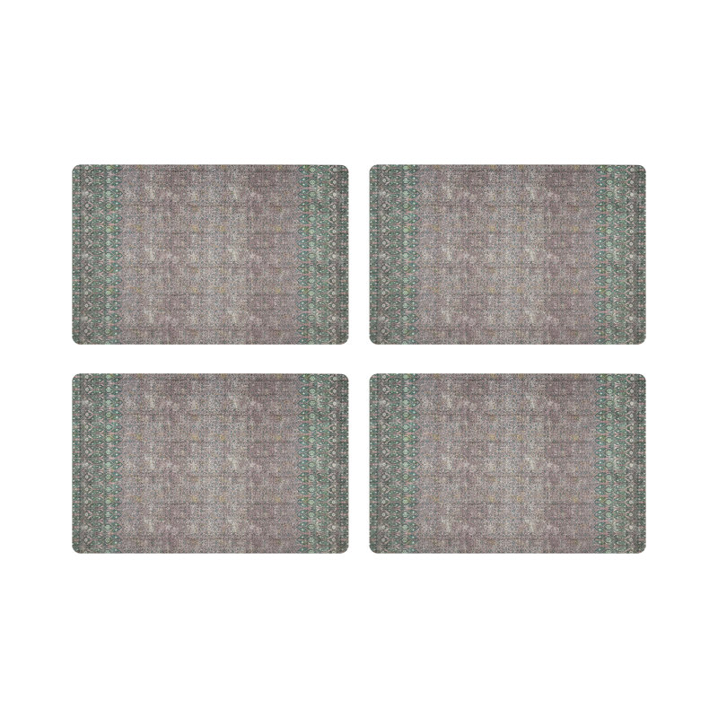 Iznik Pebbles 17.5" Vinyl Placemat, Green/Pink