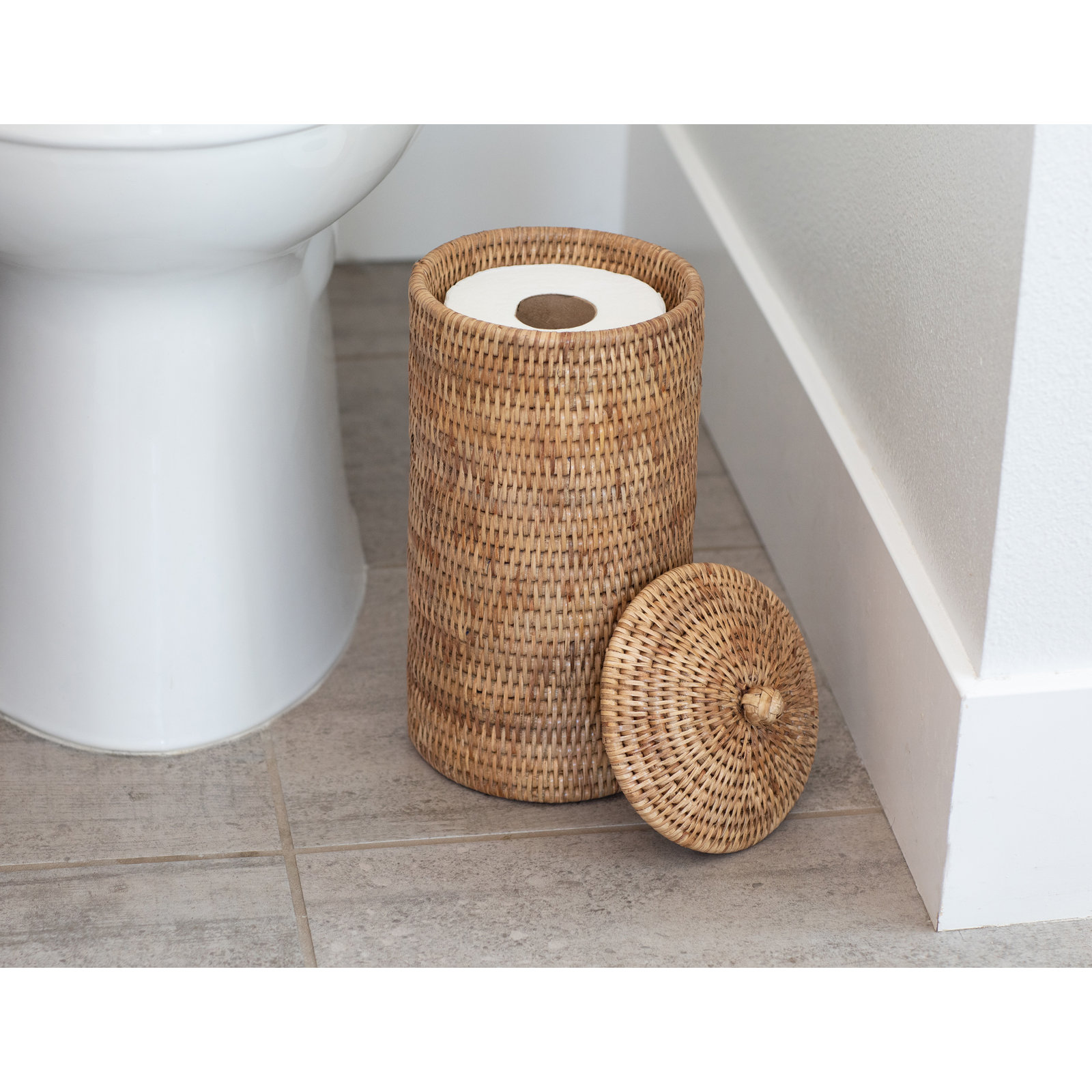 Rael Freestanding Toilet Paper Holder, Honey Brown