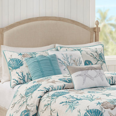 Ensemble de courtepointe luxueuse en satin de coton 6 pièces - Turquoise double / grand