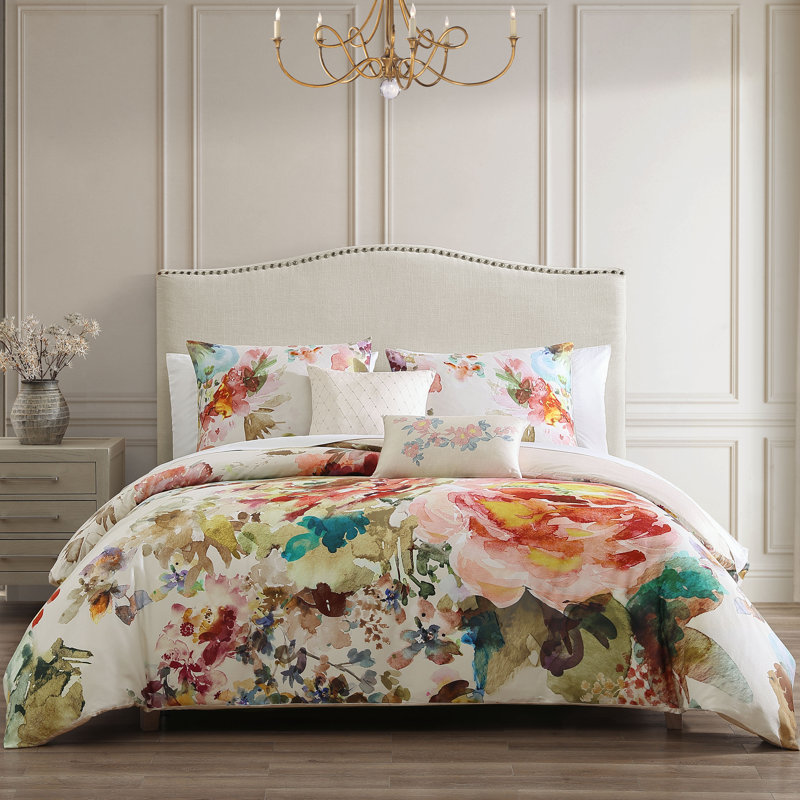 Ensemble d'édredon réversible 100% satin de coton 5 pièces Bebejan, Édredon très grand + 2 taies décoratives très