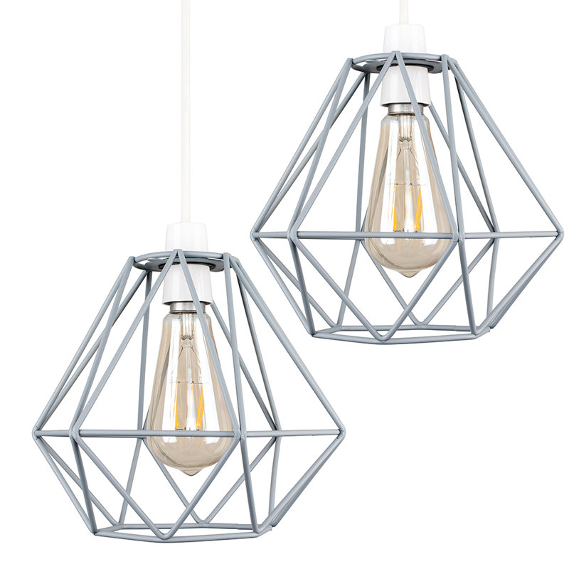 Carnegie 20cm H Metal Novelty Pendant Shade ( Clip On ), Grey