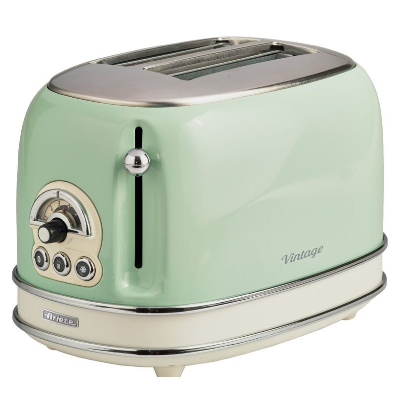 Ariete Vintage 1.7L Stainless Steel Dome Kettle with 2 Slice Toaster Set, Green