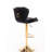 2 Bar Stools Collection, Height Adjustable With Footrest, Velvet + Golden Leg, Black Furniture Of Stools, Design, Footrest & Base, Elegant Chair-1436024206