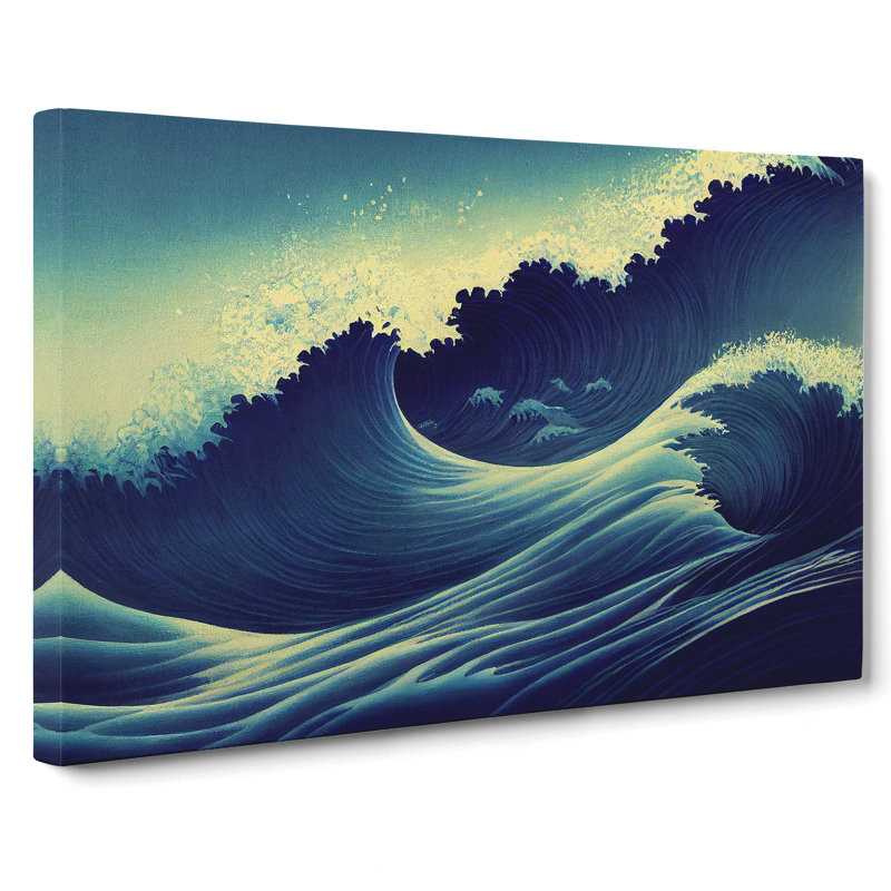 Gracious Japanese Wave - Wrapped Canvas Print, 35cm H x 50cm W x 3cm D