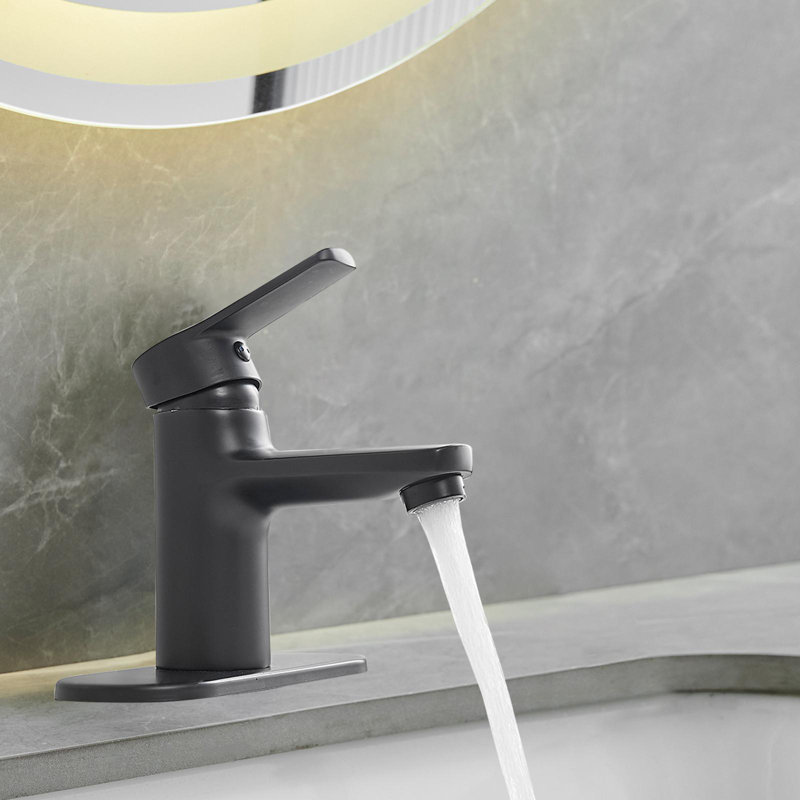 Robinet de salle de bain monocorps et monocommande, Noir mat