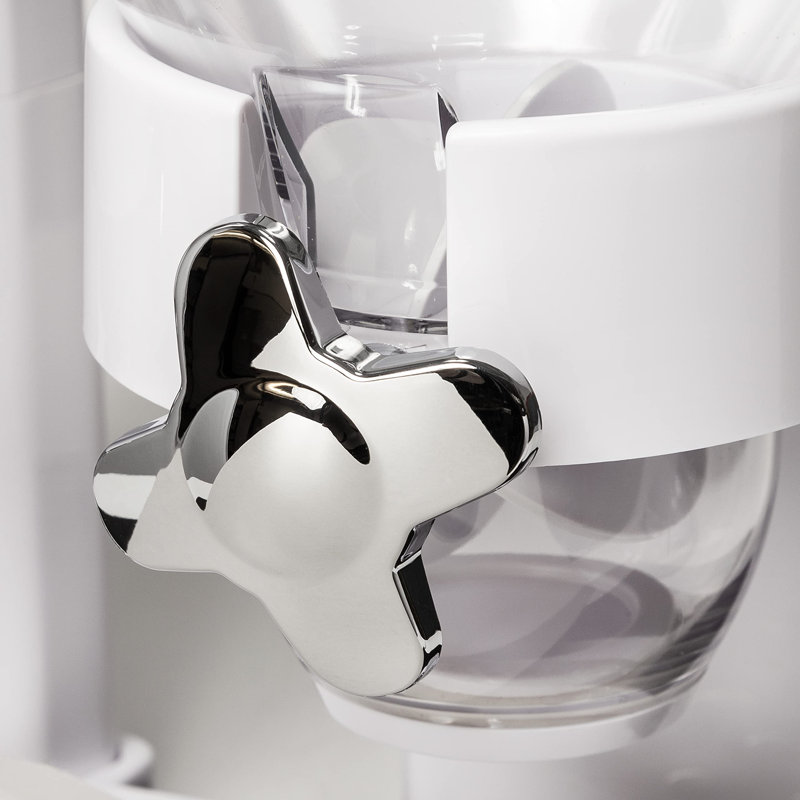 White Dual Canister Dry Food Dispenser with Chrome Accents