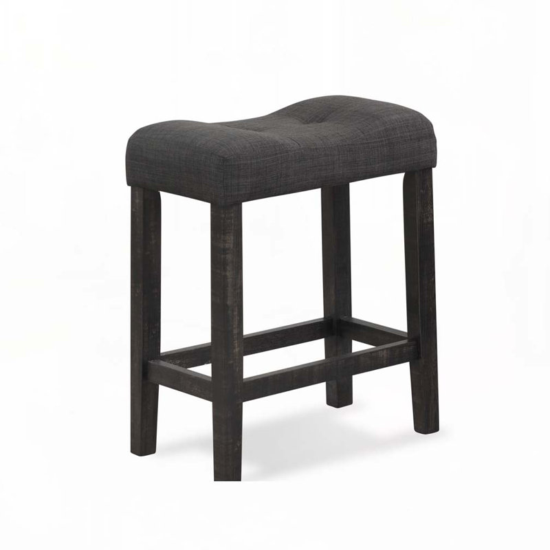 Fabric Upholstered Wood Bar Stools Set with Button Tufted