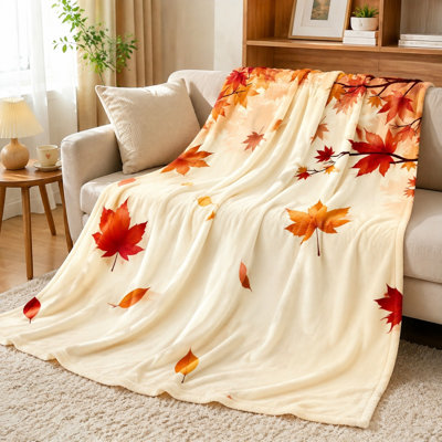 Jeté en molleton feuille d'érable d'automne, literie douillette légère et confortable pour canapé-lit, chambre à coucher, salon, décoration intérieure