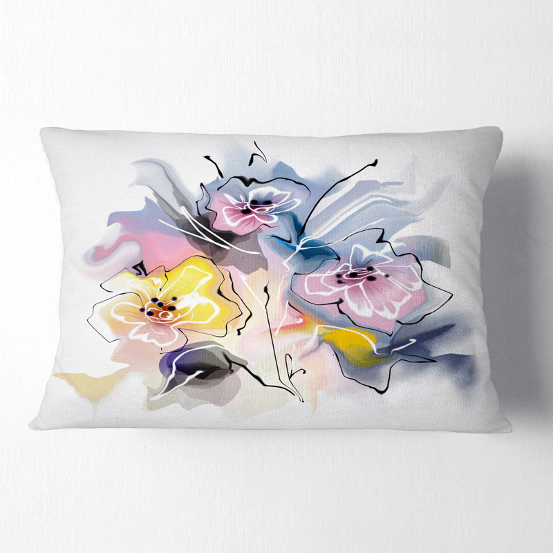 Dessin texturé floral - Coussin décoratif à imprimé floral