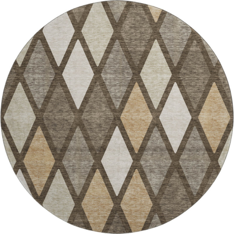 Premium Machine Washable Prisco Brown Rug, Round 8'