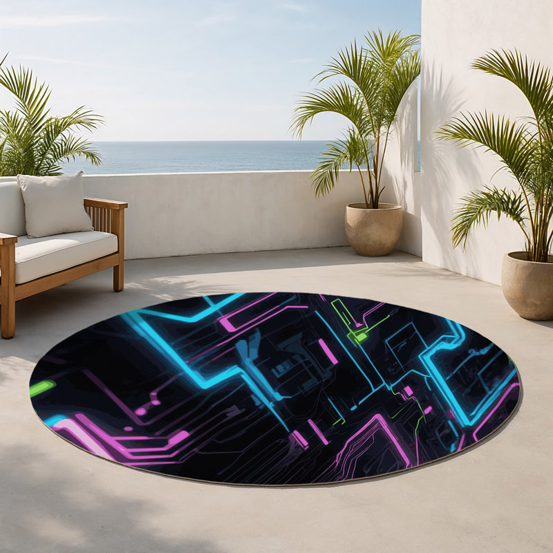 Tapis intérieur et extérieur Glow Stream, Rond 5 pi