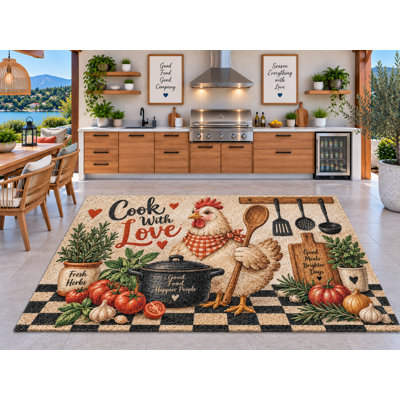 Tapis d'extérieur de 5 pi x 7 pi Farm Cook Cook with Love