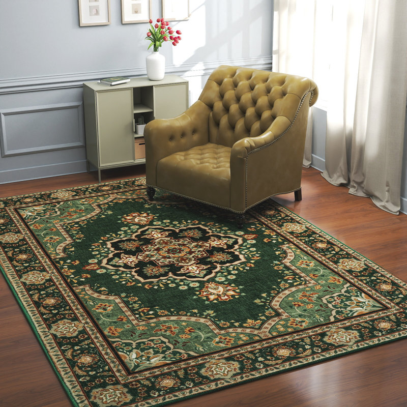 Floral Anti-Slip Retro Anti-Slip Low Density Stain Resistant Indoor Soft Carpet