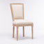 Chaise de salle à manger style français à structure carrée en bois massif avec dossier en lin, ensemble de 2