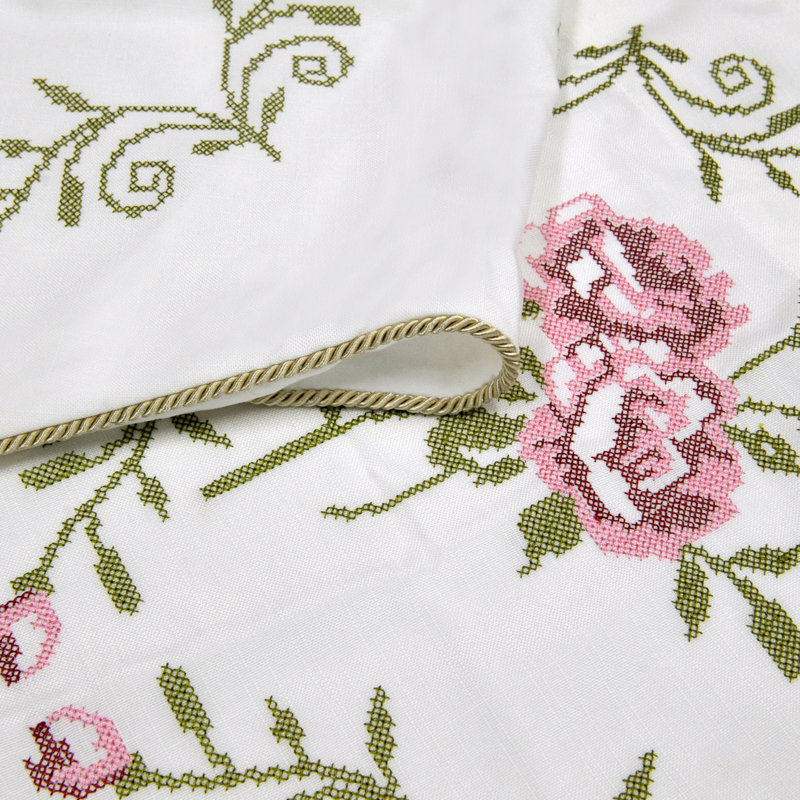 Light Pink Floral Embroidered Scalloped Window Valance