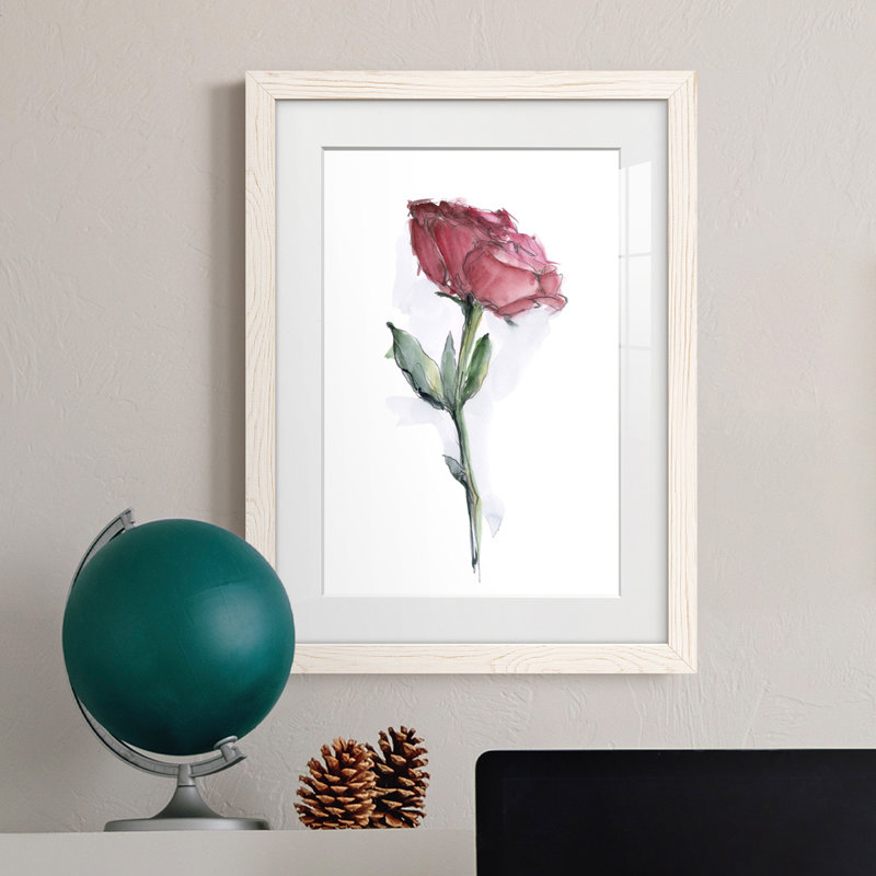 Watercolor Floral Contour II encadré mat - prêt à accrocher, H 44 po x l 31 po x P 1 po, Blanc