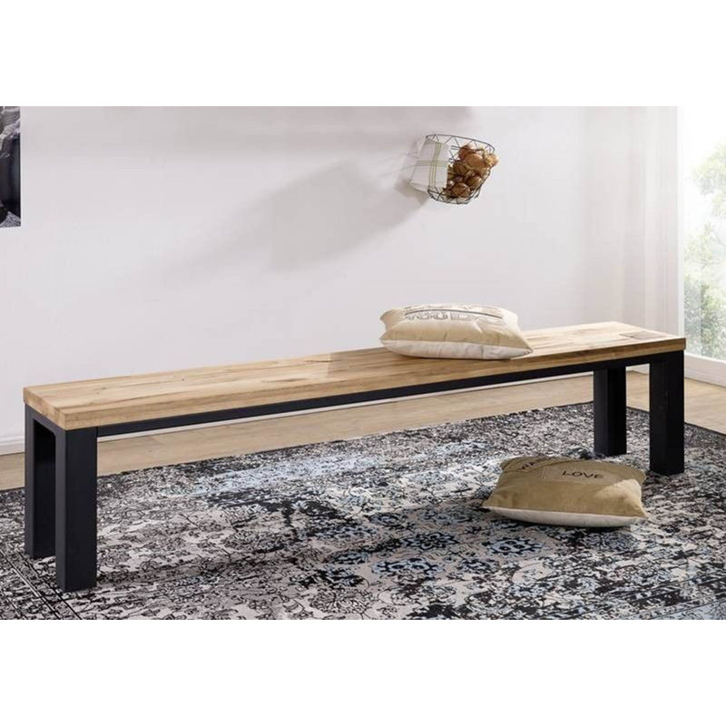 Villanders Solid Wood Bench, 45cm H x 160cm W x 35cm D, Ecru