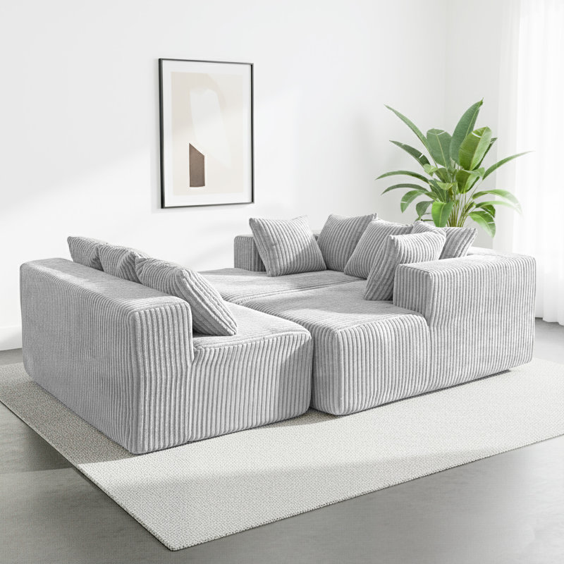 Boneless Contemporary Sofa with Luxurious Long-Pile Fabric and Ergonomic Design for Ultimate Comfort and Style, Gray