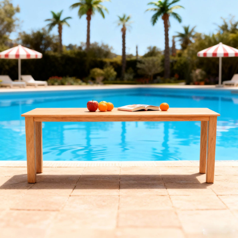 Table de salle à manger 68,9 pouces, hanches en bois, trou de parasol, convient aux espaces extérieurs et intérieurs