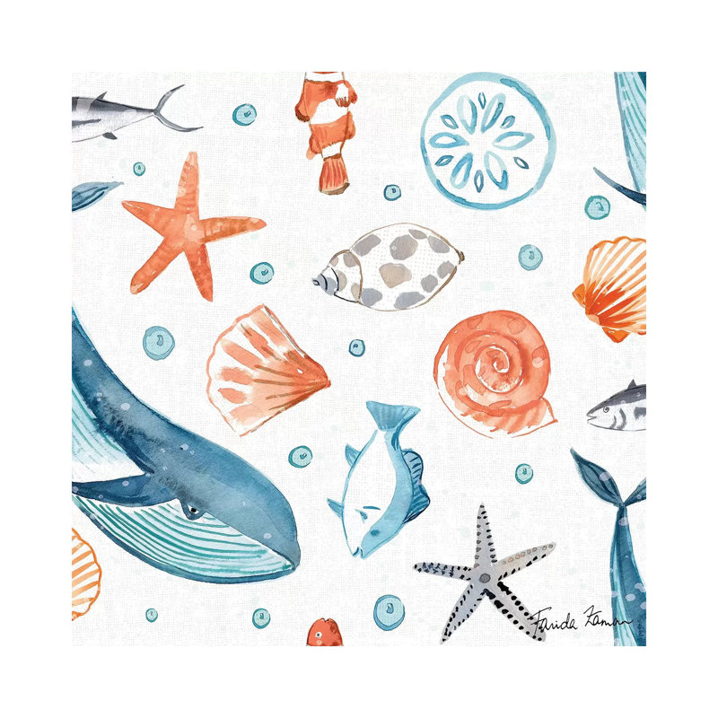 Whale Tale Pattern IA by Farida Zaman - Wrapped Canvas Painting, 45.72 cm H x 45.72 cm W x 1.91 cm D