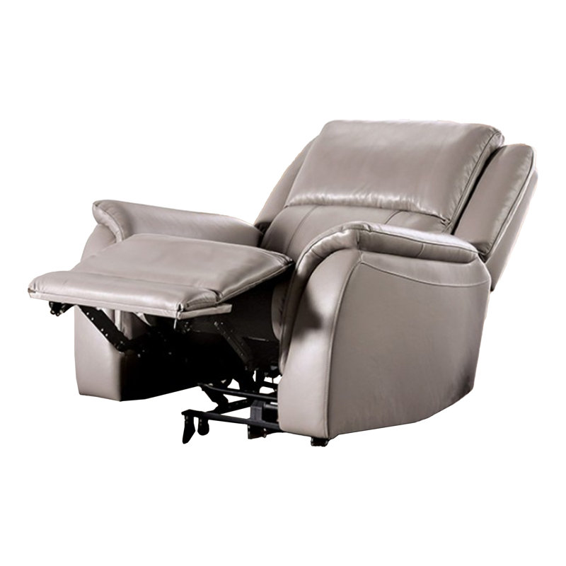 Gem Power Recliner Chair, Pillow Arms, Light Gray Top Grain Leather