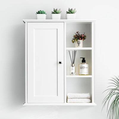 White Wall Mounted Toilet Over Bathroom Storage Cabinet, Quiet Soft - Closing Hinges, Adaptable Design, Easy Assembly, 28.33 In Wide, 23.79 Deep With Hinges And Versatile Storage, 30.39 Lb, 7.14