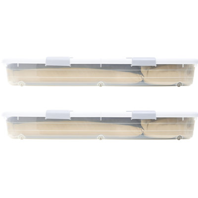 Under Bed Rolling Storage, 39.8x20.1x5.9 Inch, 2 Pack, Extra Large Capacity, - Sealing Snap Lock Lid, Side Handles Storage With Wheels, Holds Heavy Items, Crack Material, Detachable Frame