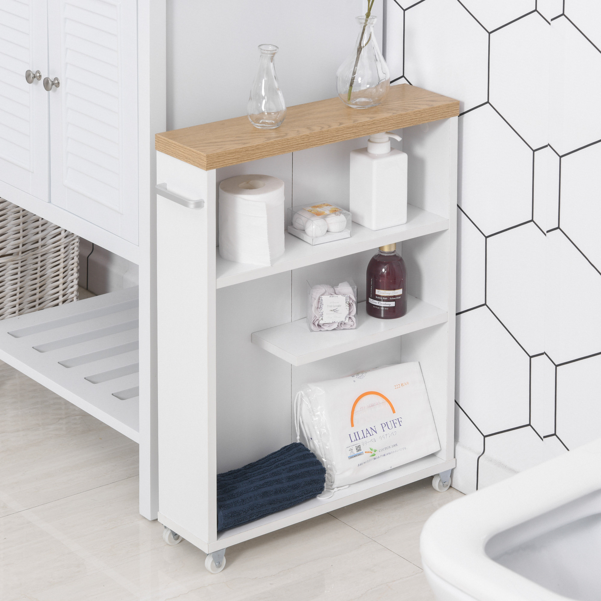 Latitude Run® Daneida 19.75'' W x 26.5'' H x 5'' D Free-Standing Bathroom Shelves | Wayfair