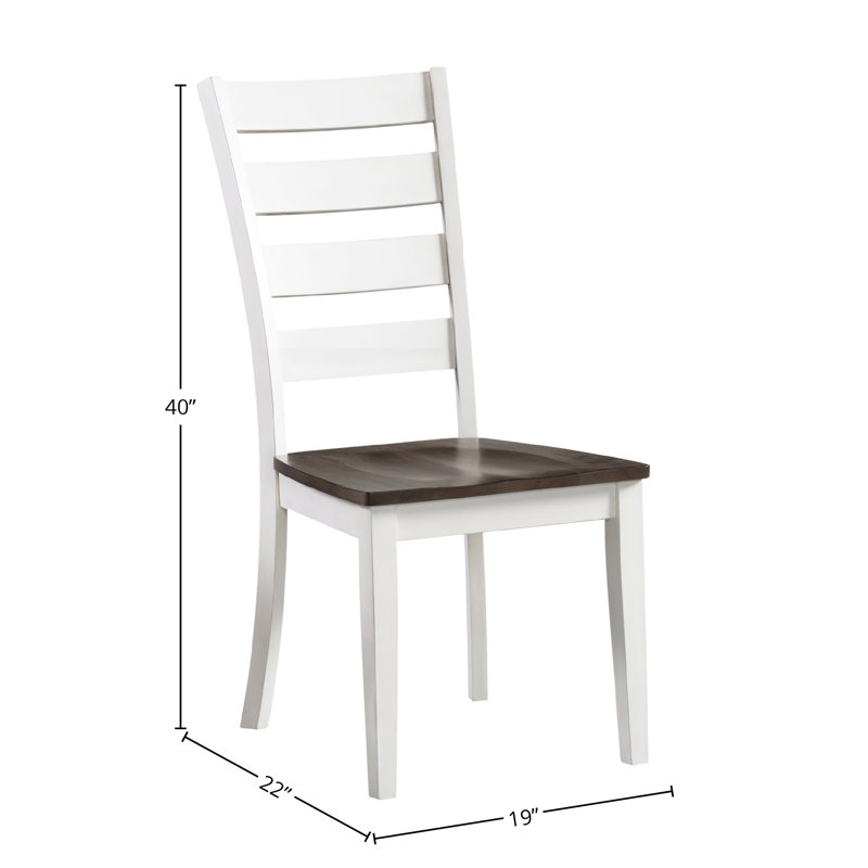 Boneta Ladder Back Side Chair with Wood, Gray and White