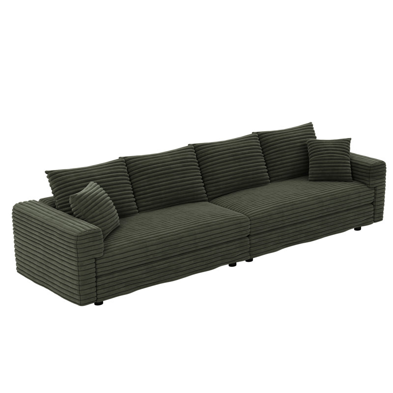 Corduroy 102.4" 4 - Seat With Multiple Pillows, Removable , Spring Supported Cushions, Easy Assembly Process Seat, Quick