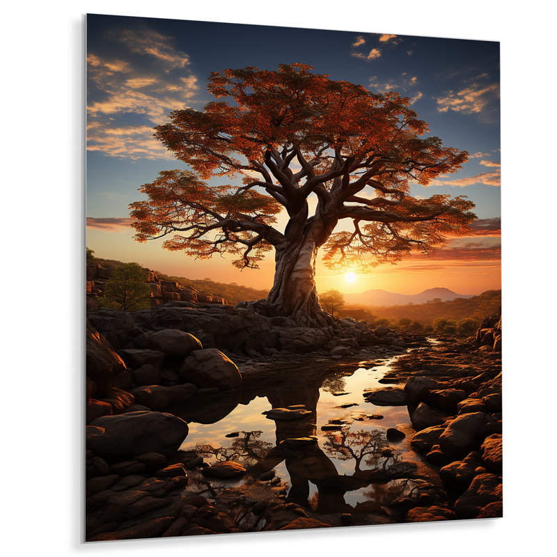 African Baobab Tales III - Décoration murale en métal africain, H 20 po x l 12 po x P 1 po